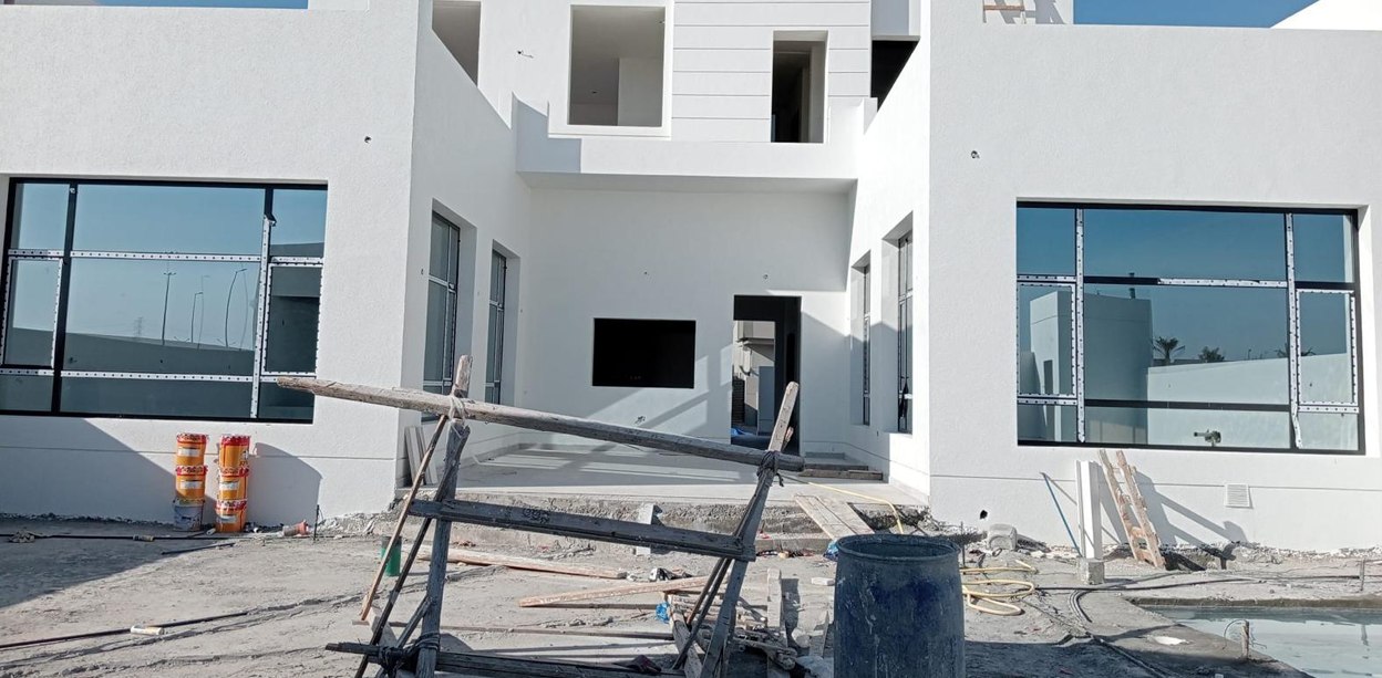 Villa exterior during construction